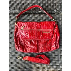 Red Matt & Nat Vegan Purse with Zipper's, Faux Leather Crackle Red Purse